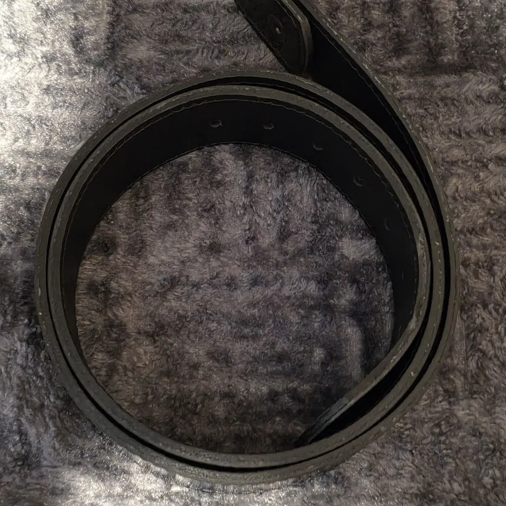 Boston Leather Patton Leather Belt 44 Black Heavy Duty Silver Buckle 1 5/8